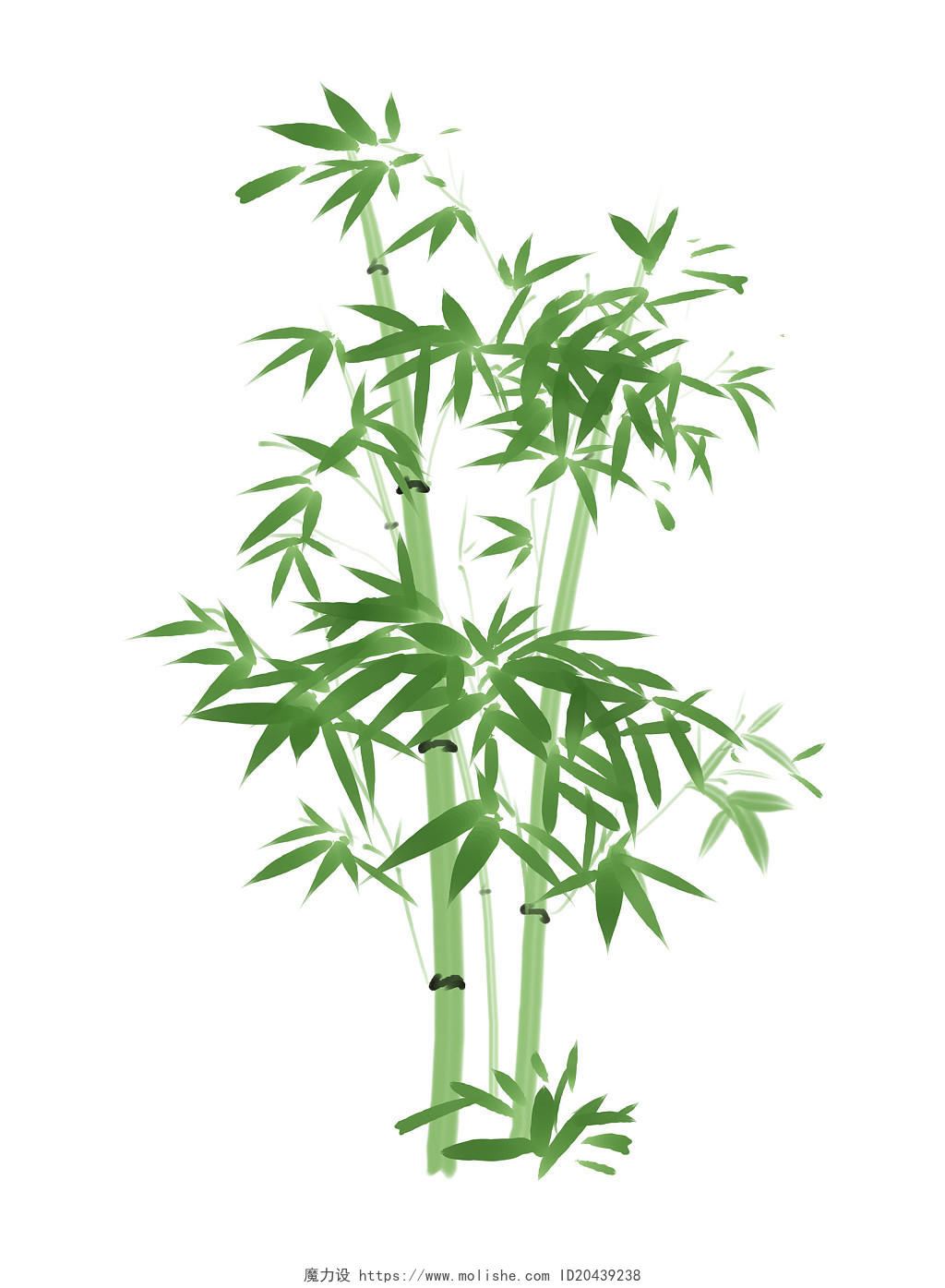 绿色卡通手绘竹子竹叶竹竿清明节元素PNG素材